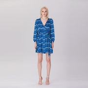 Robe courte imprimée à col V et manches longues - Smart & Joy