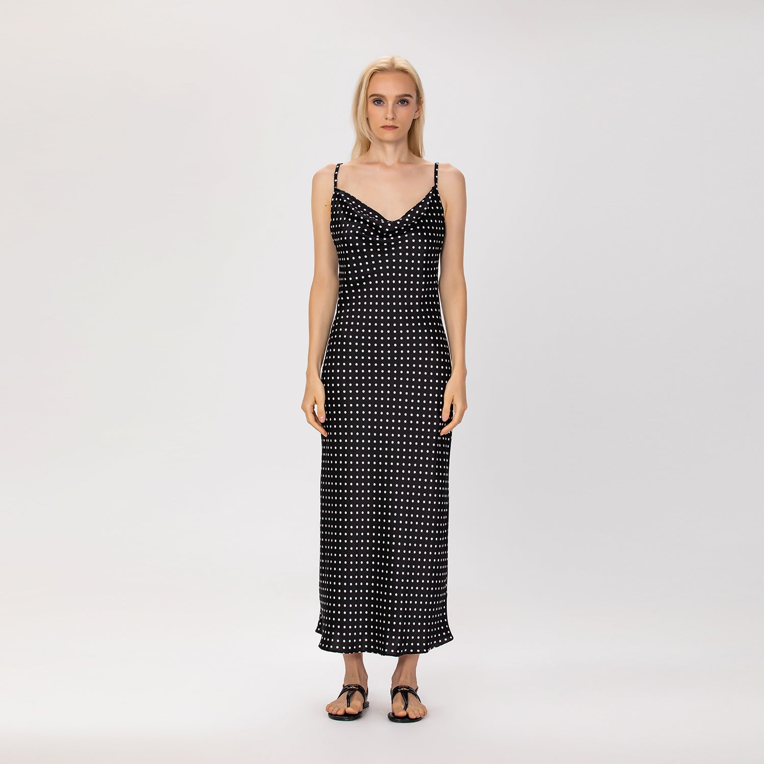 Robe à bretelles en satin à pois - Smart & Joy
