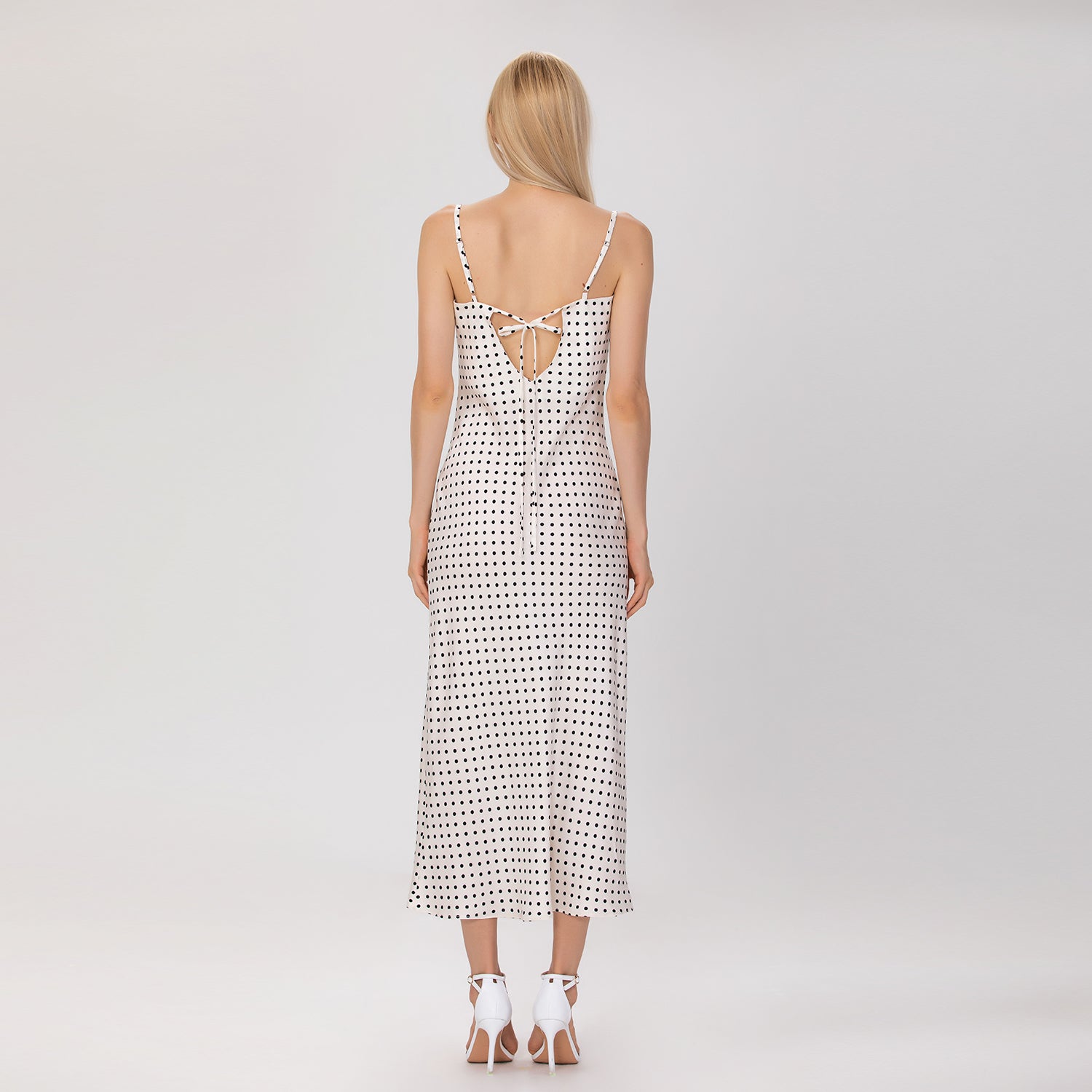 Robe à bretelles en satin à pois - Smart & Joy