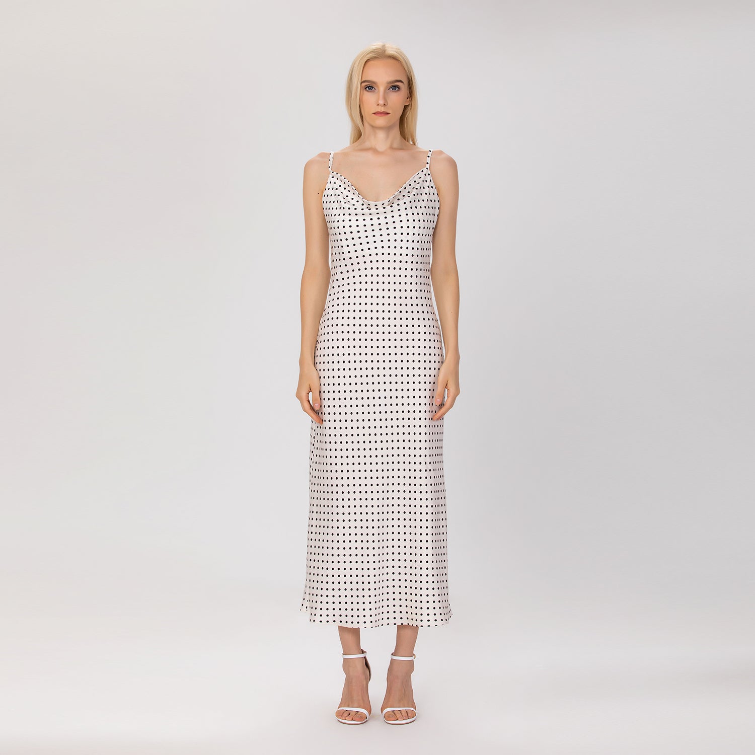 Robe à bretelles en satin à pois - Smart & Joy