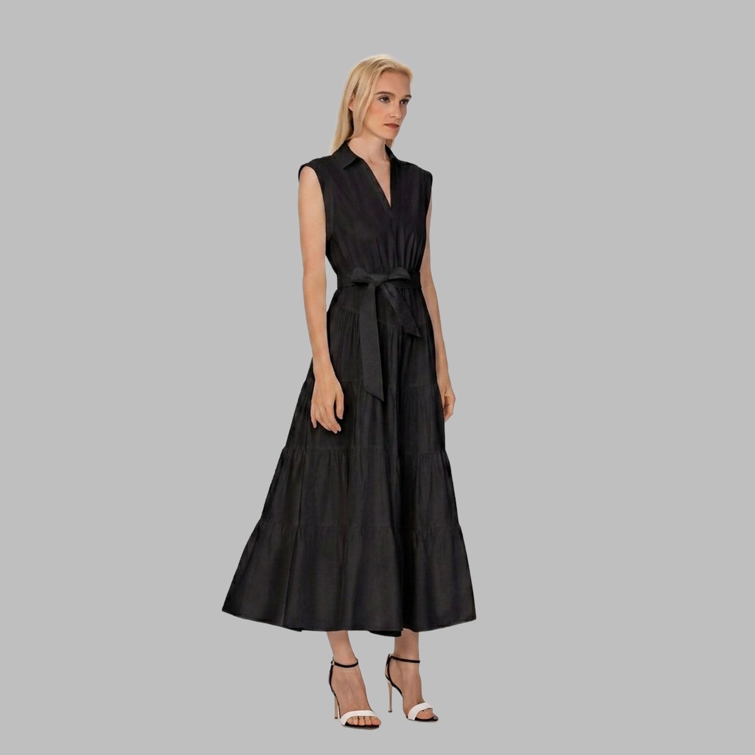 Robe longue évasée en coton avec ceinture - Smart & Joy