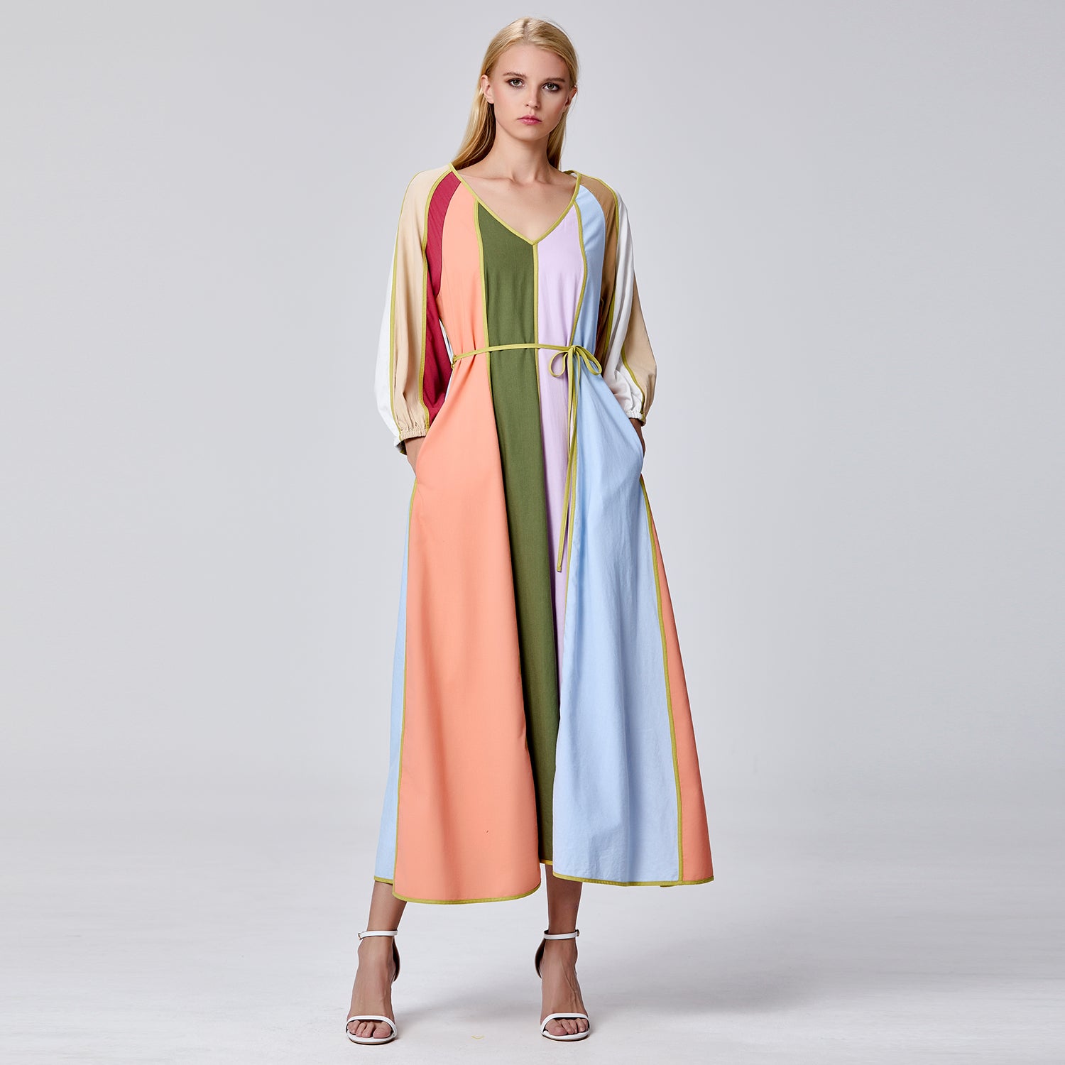 Robe maxi à panneaux colorés