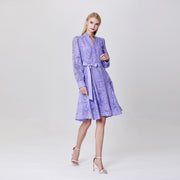 Robe courte à manches longues, en organza et dentelle