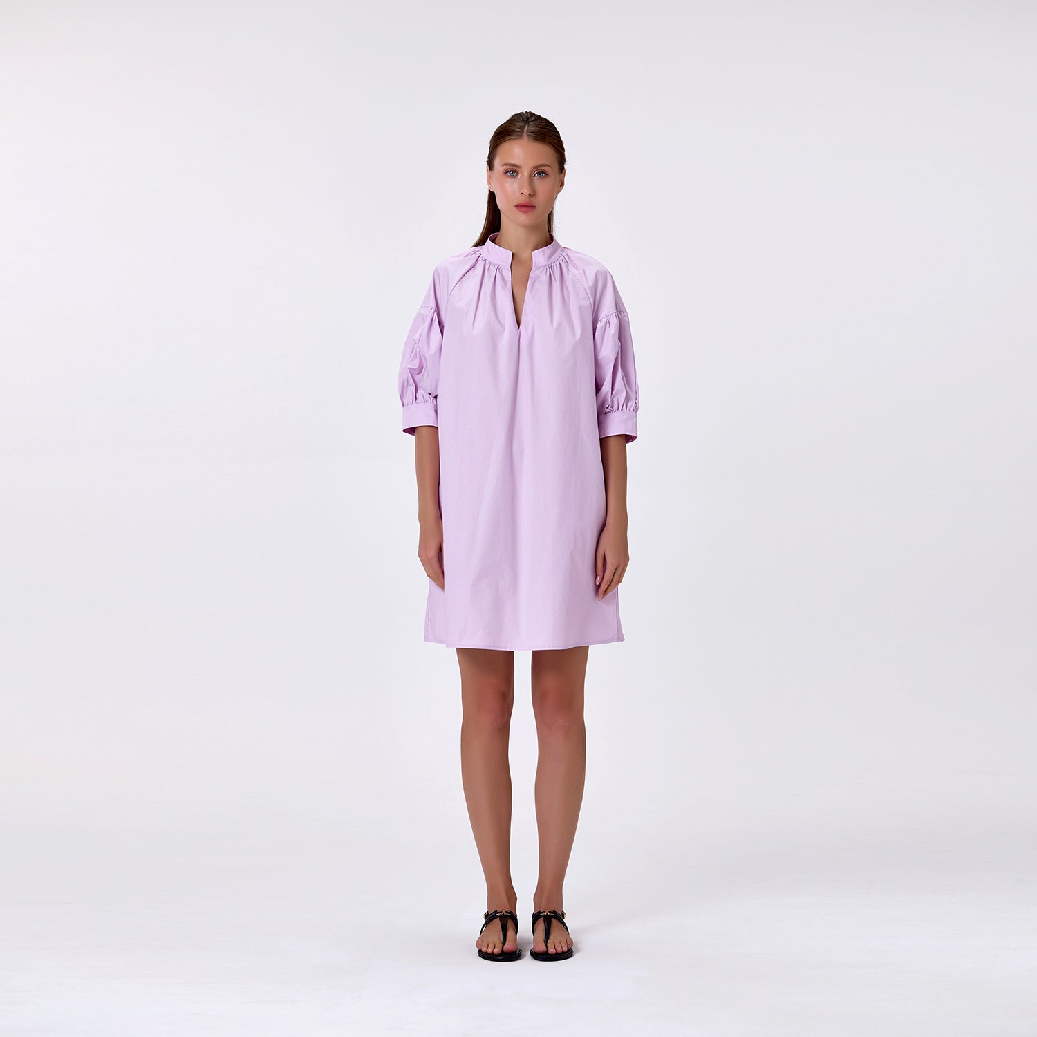 Robe en coton à manches bouffantes