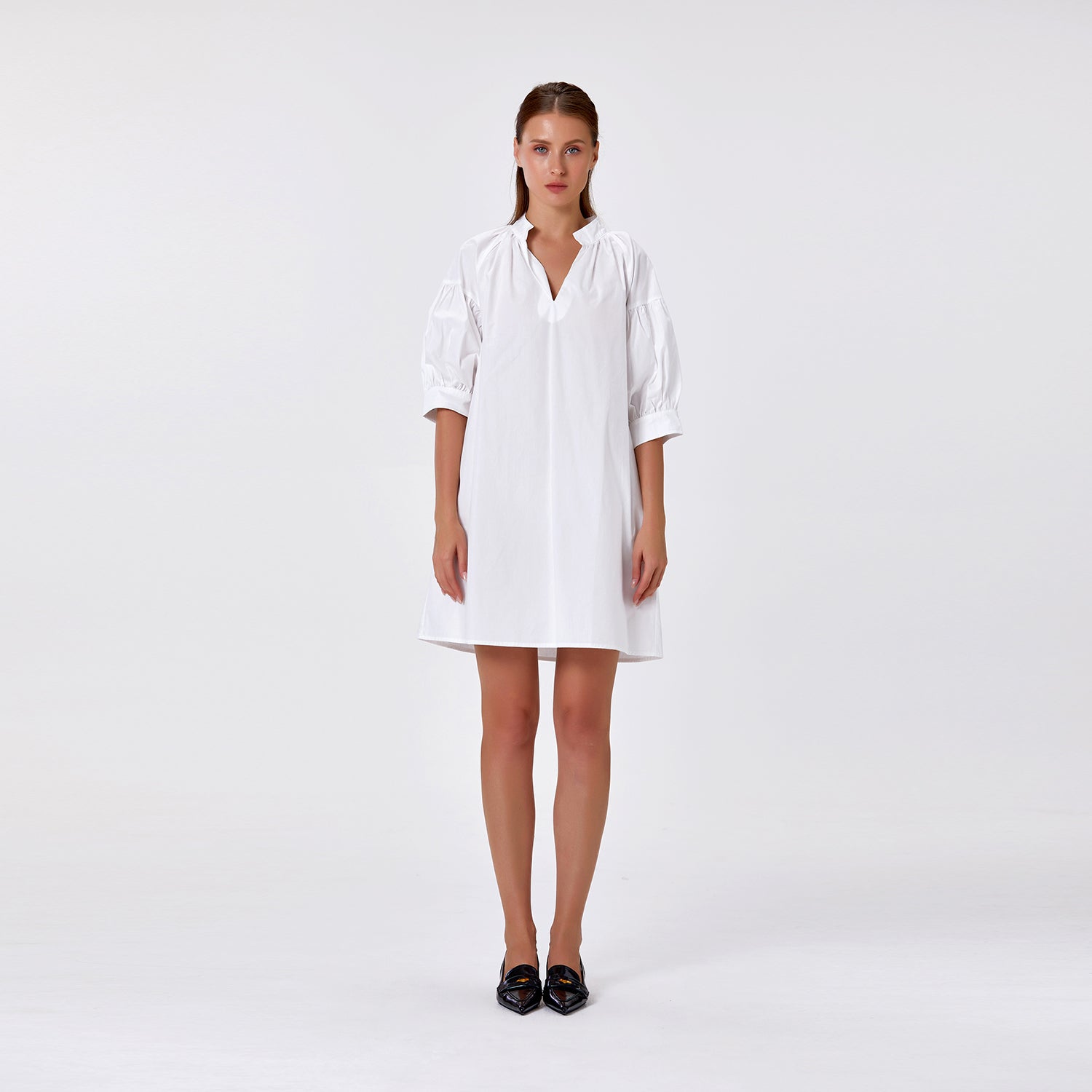 Robe en coton à manches bouffantes