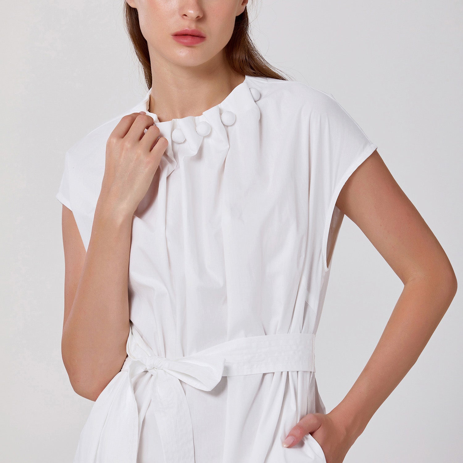 Robe à encolure froncée et ceinture nouée - Smart & Joy