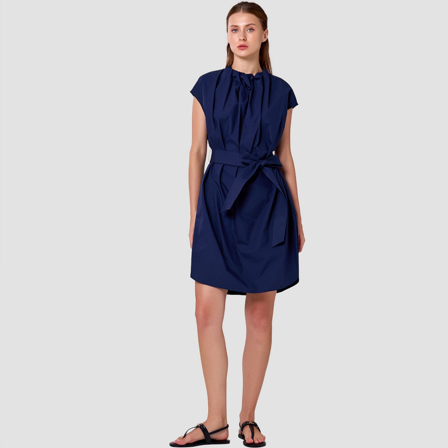 Robe à encolure froncée et ceinture nouée - Smart & Joy