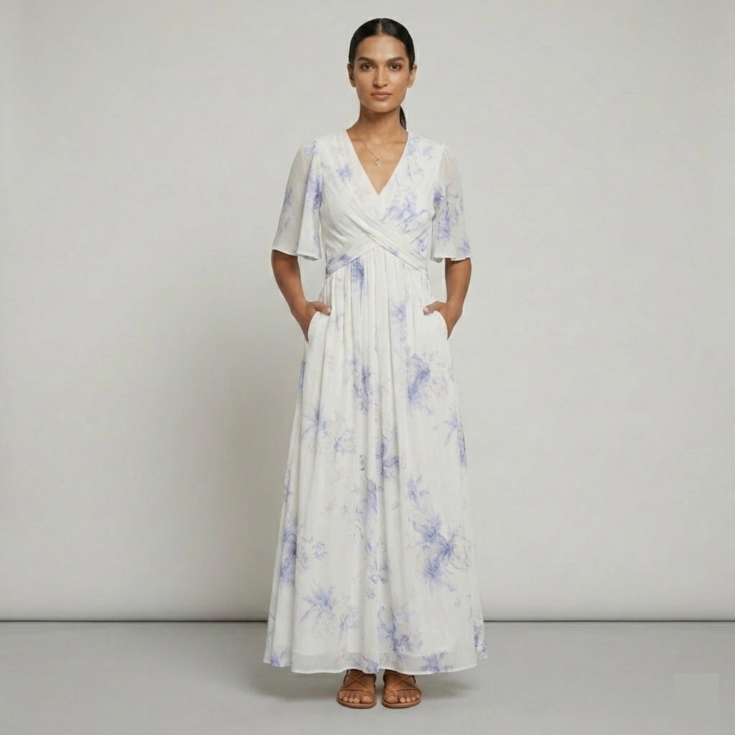 Robe maxi en coton imprimé à effet portefeuille - Smart & Joy