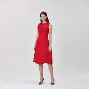 Robe midi évasée ajourée sans manches