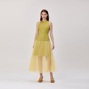 Robe midi plissée et vaporeuse