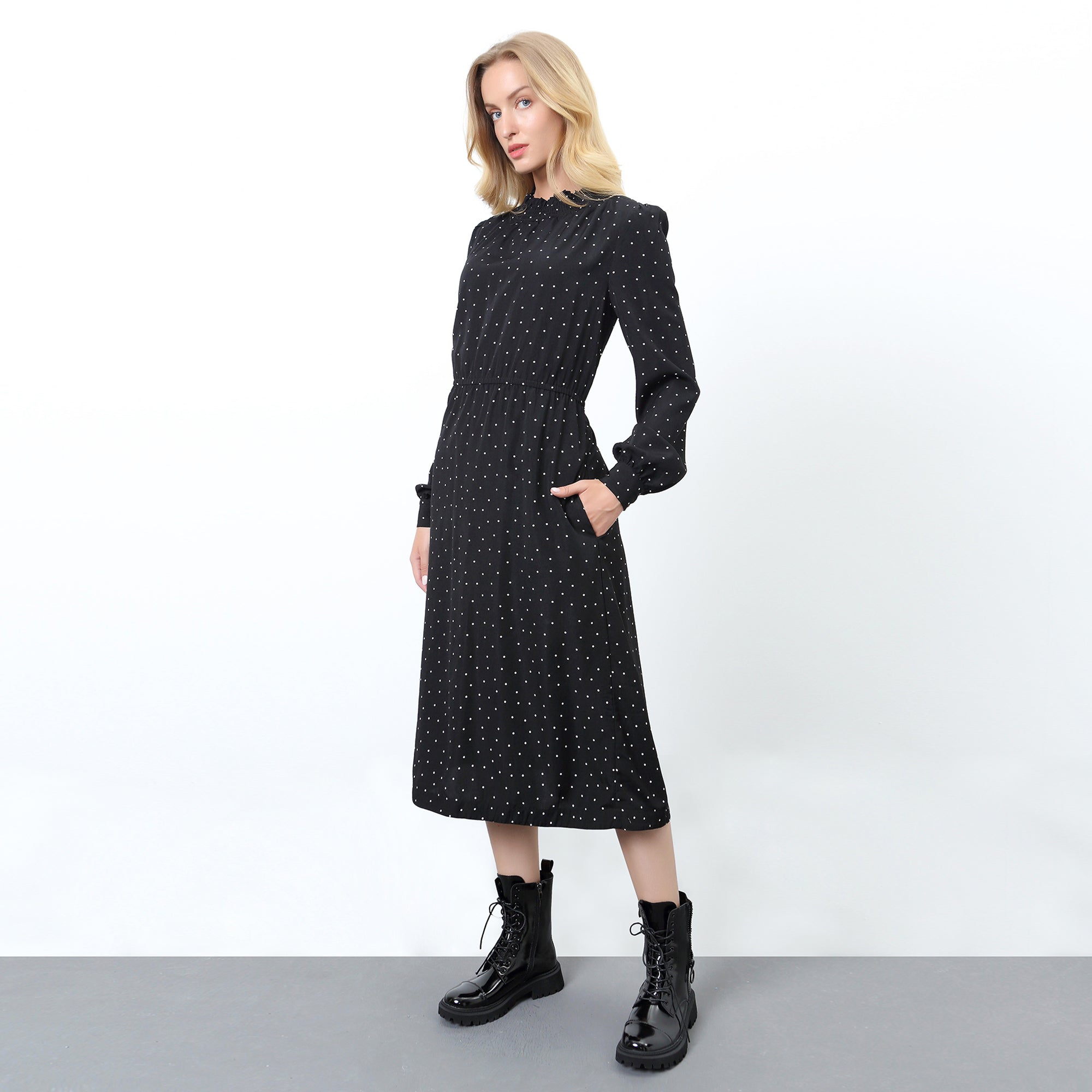 Robe-blouse à imprimé à pois