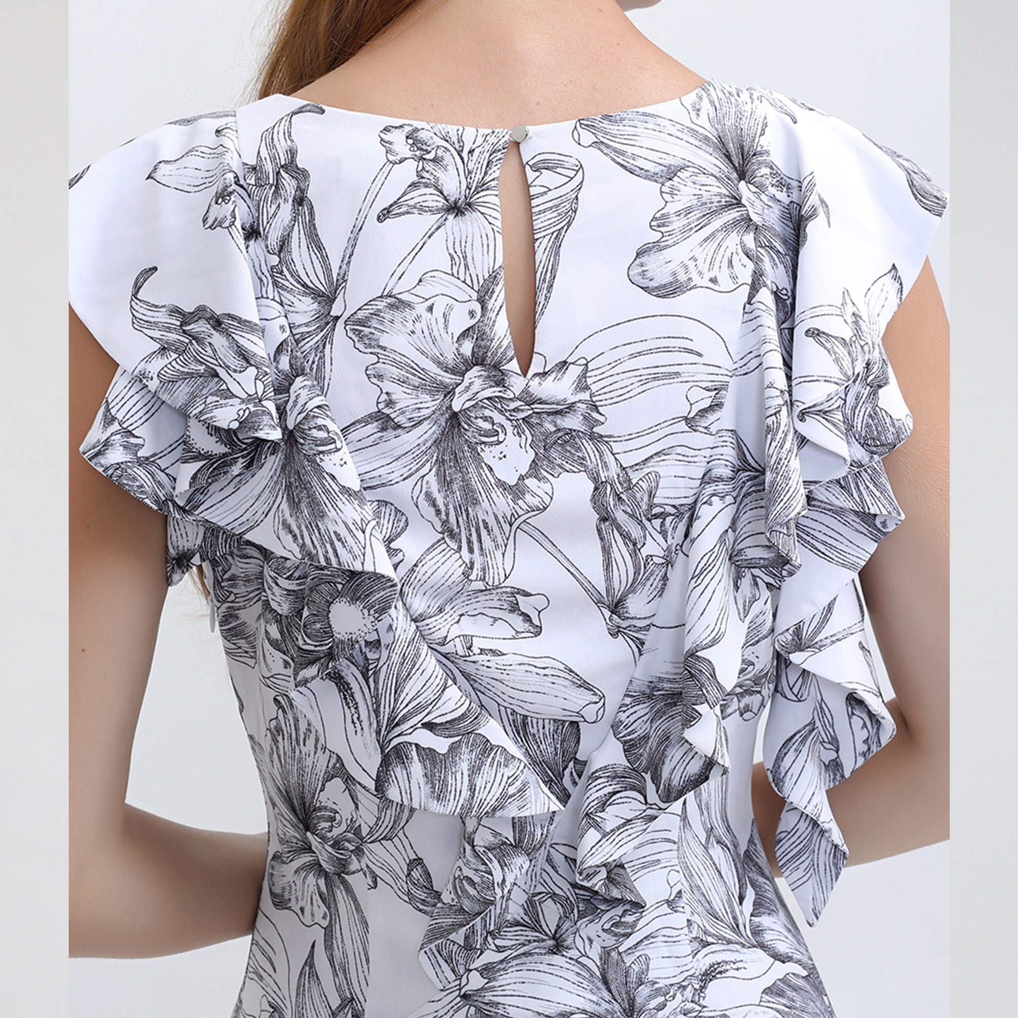Robe longue à imprimé fleuri linéaire