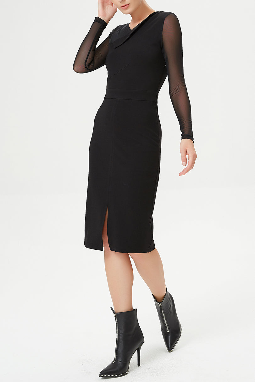 Robe ajustée en jersey et mesh