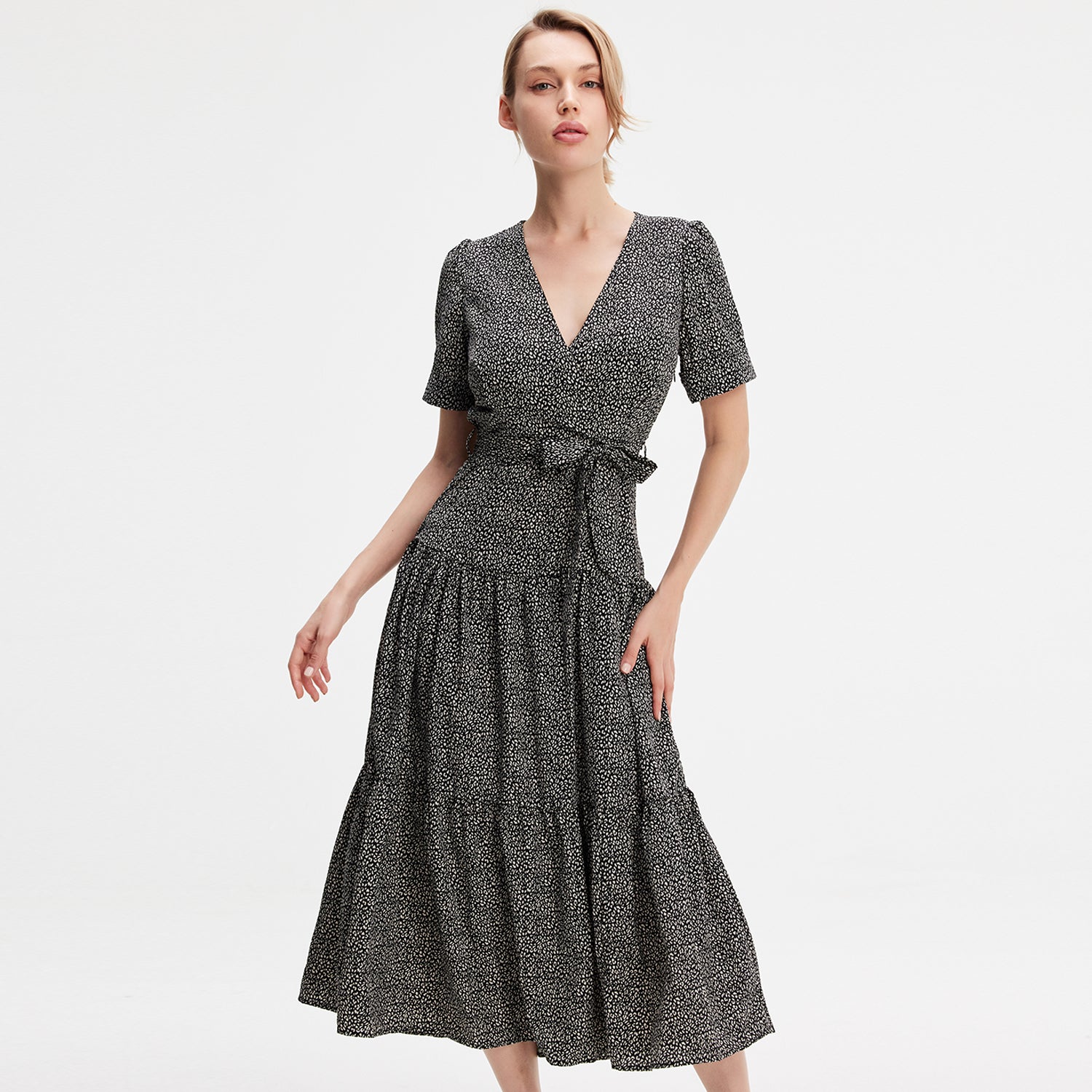 Robe à effet cœur-croisé et imprimé floral