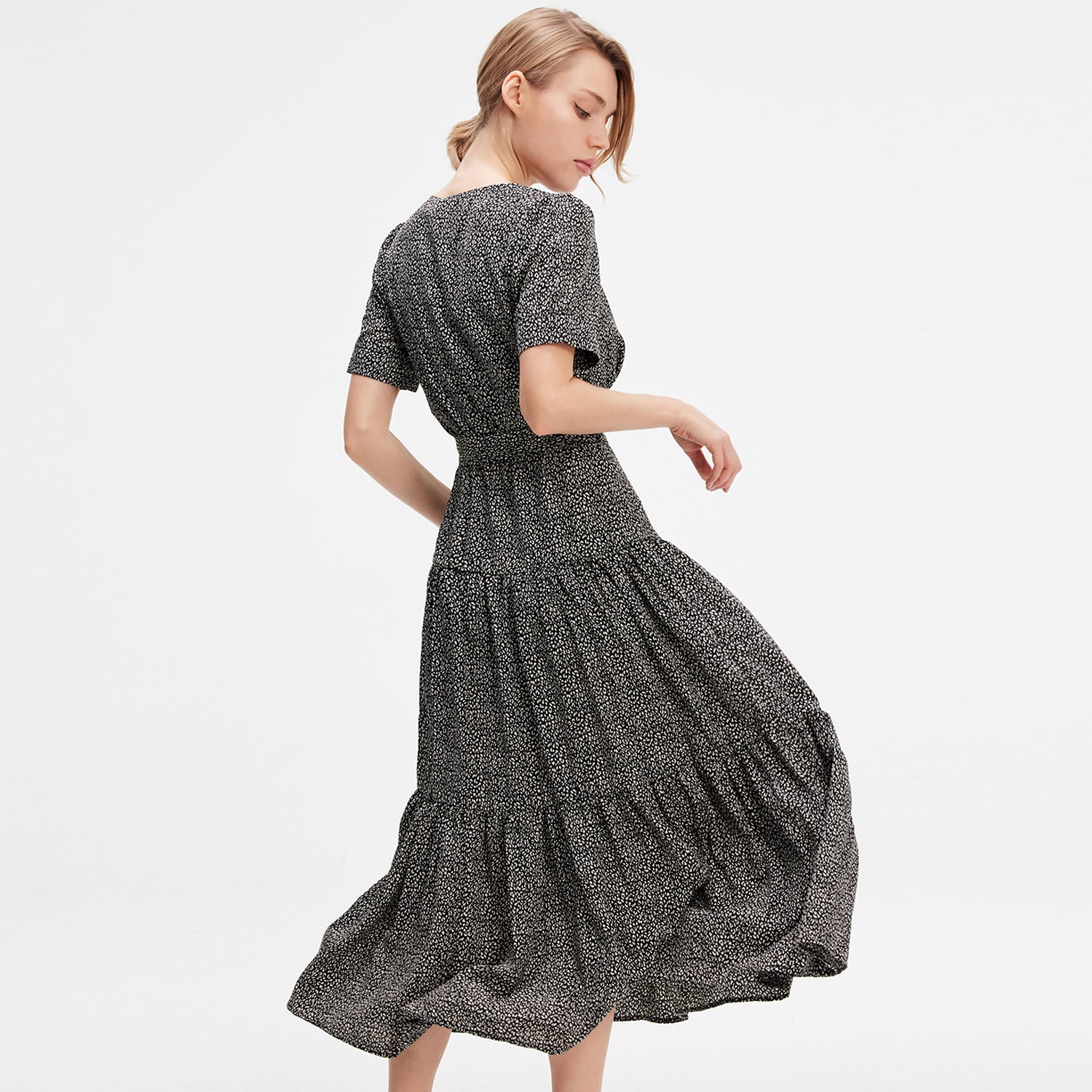 Robe à effet cœur-croisé et imprimé floral