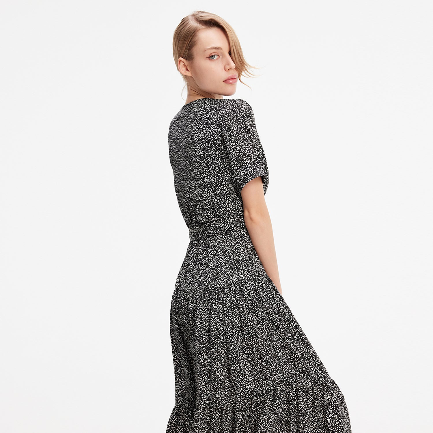 Robe à effet cœur-croisé et imprimé floral