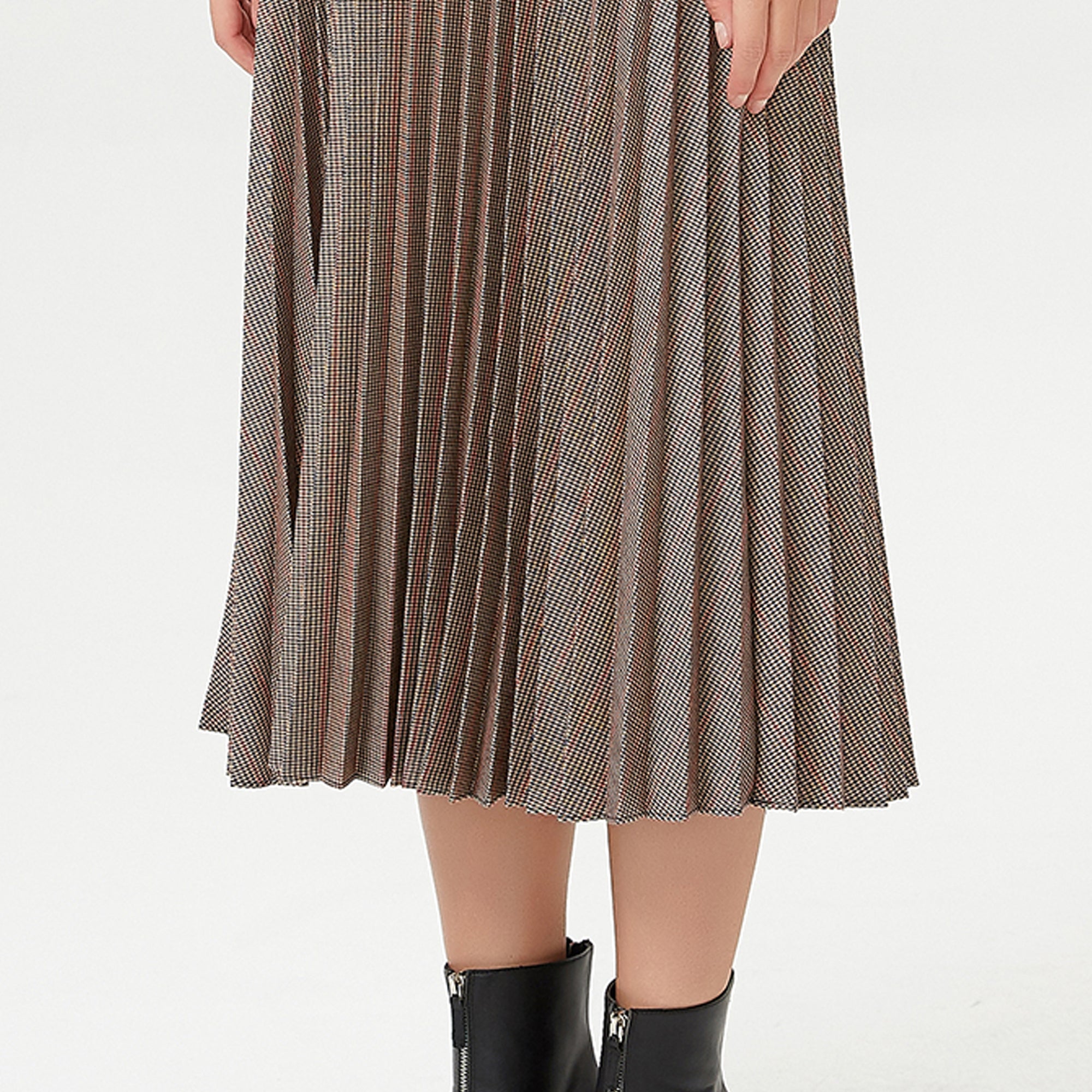 Robe plissée à motif Prince de Galles