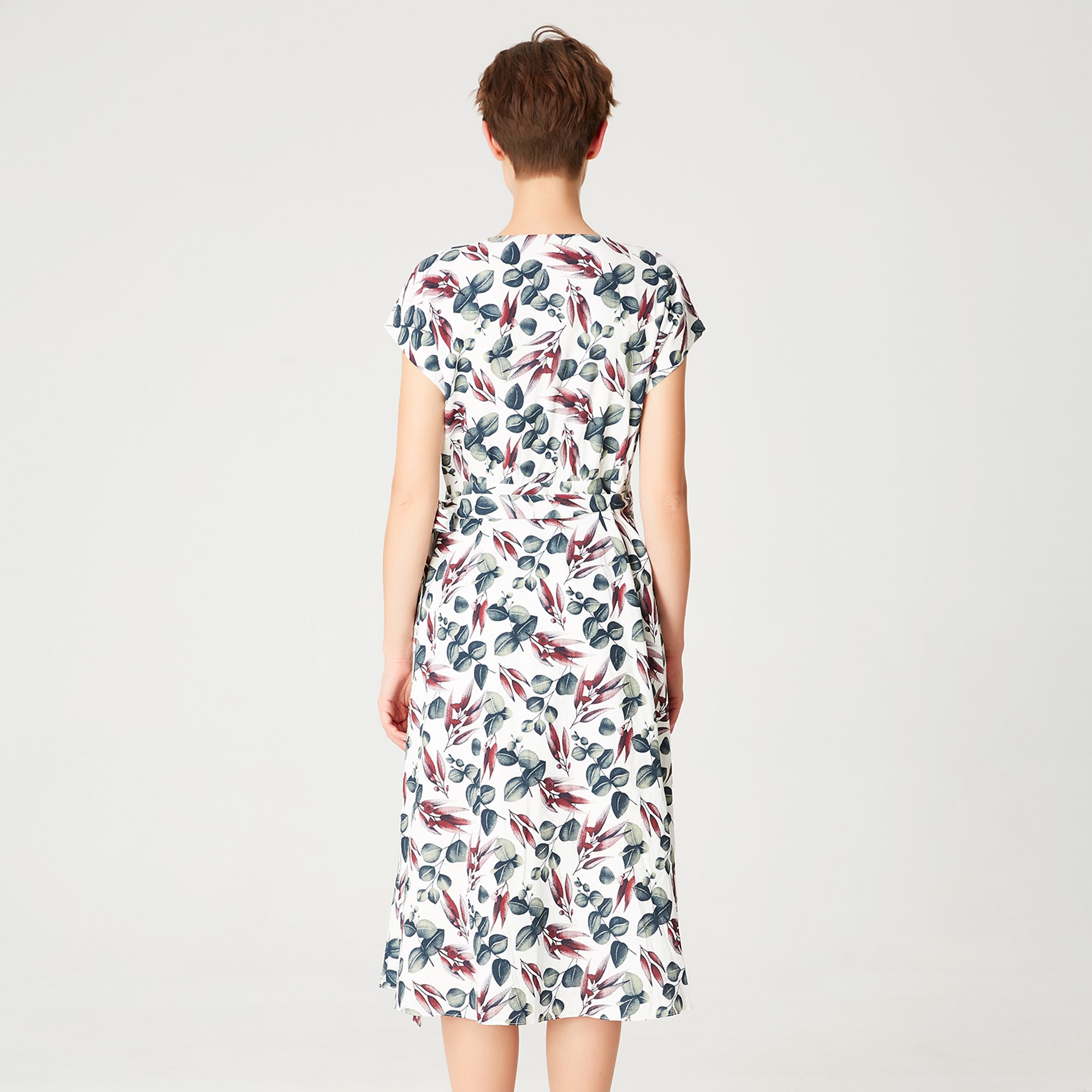 Robe portefeuille à imprimé feuilles
