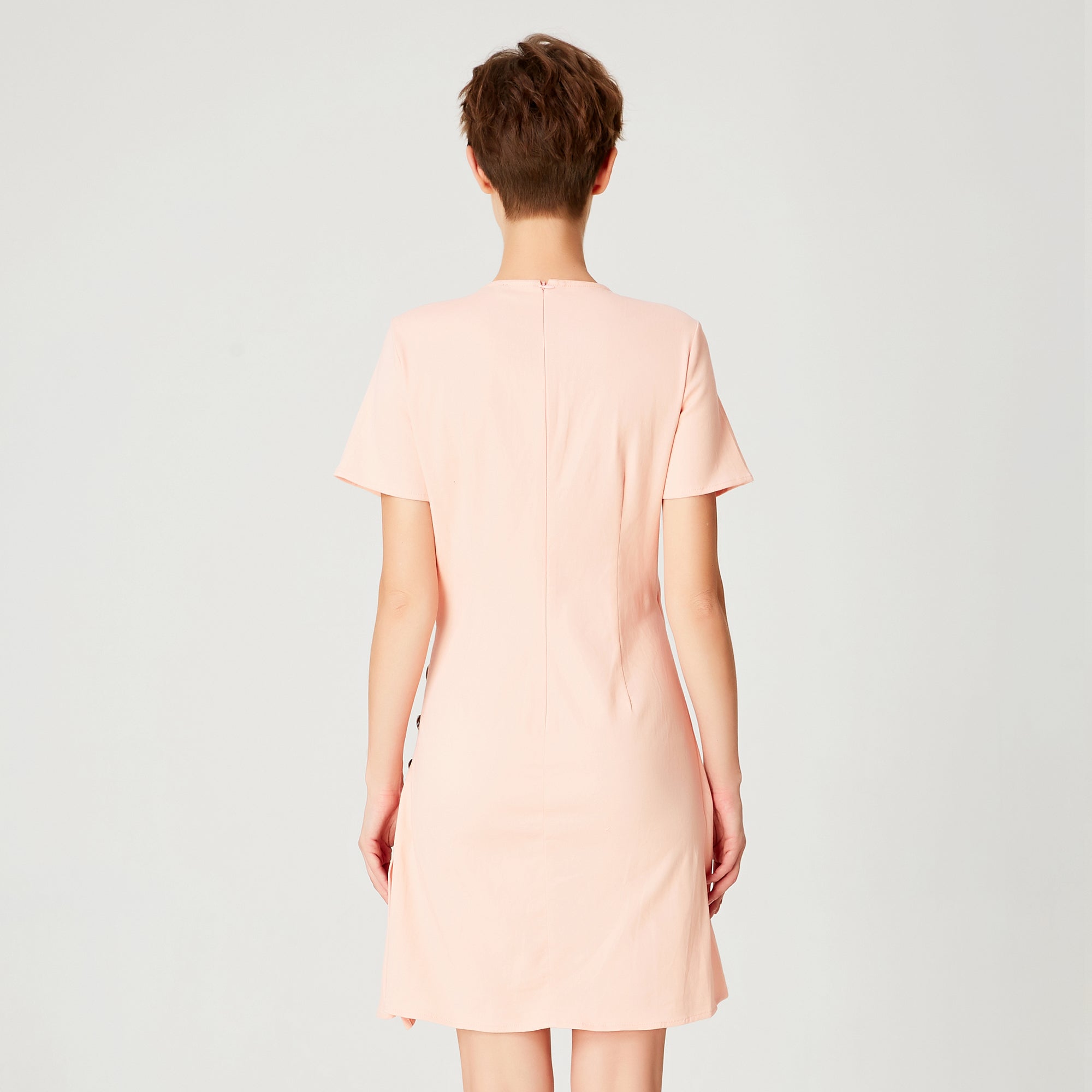 Robe courte asymétrique drapée en popeline