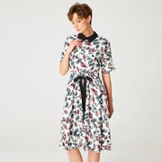 Robe à imprimé feuille et col contrasté