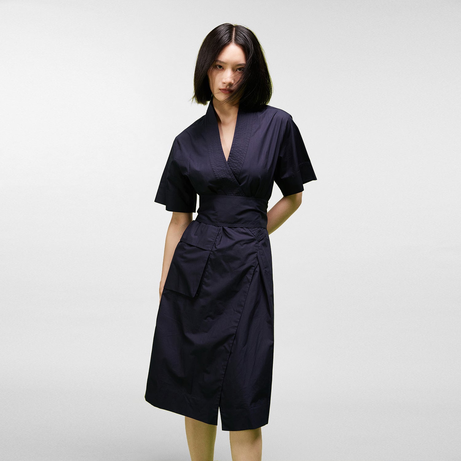 Robe portefeuille kimono en coton