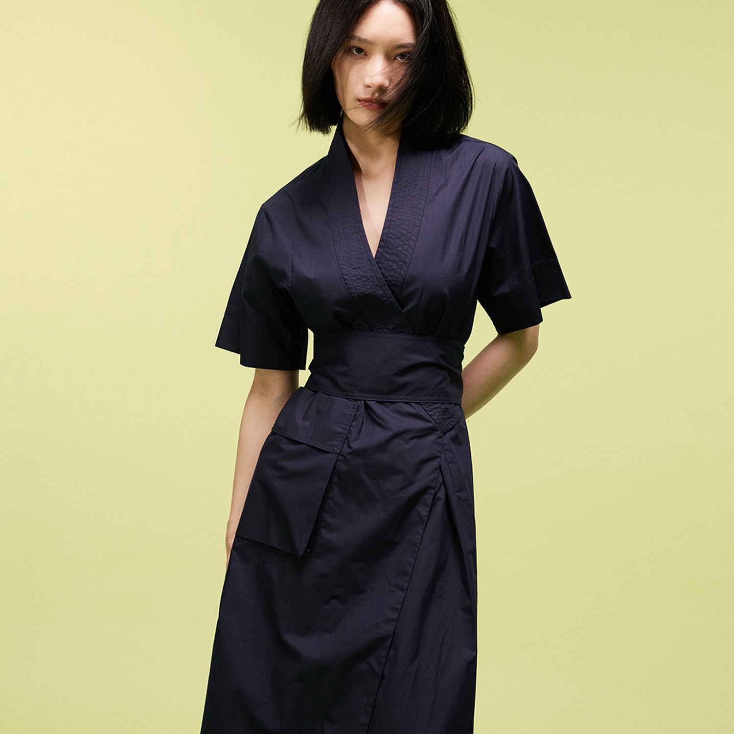 Robe portefeuille kimono en coton