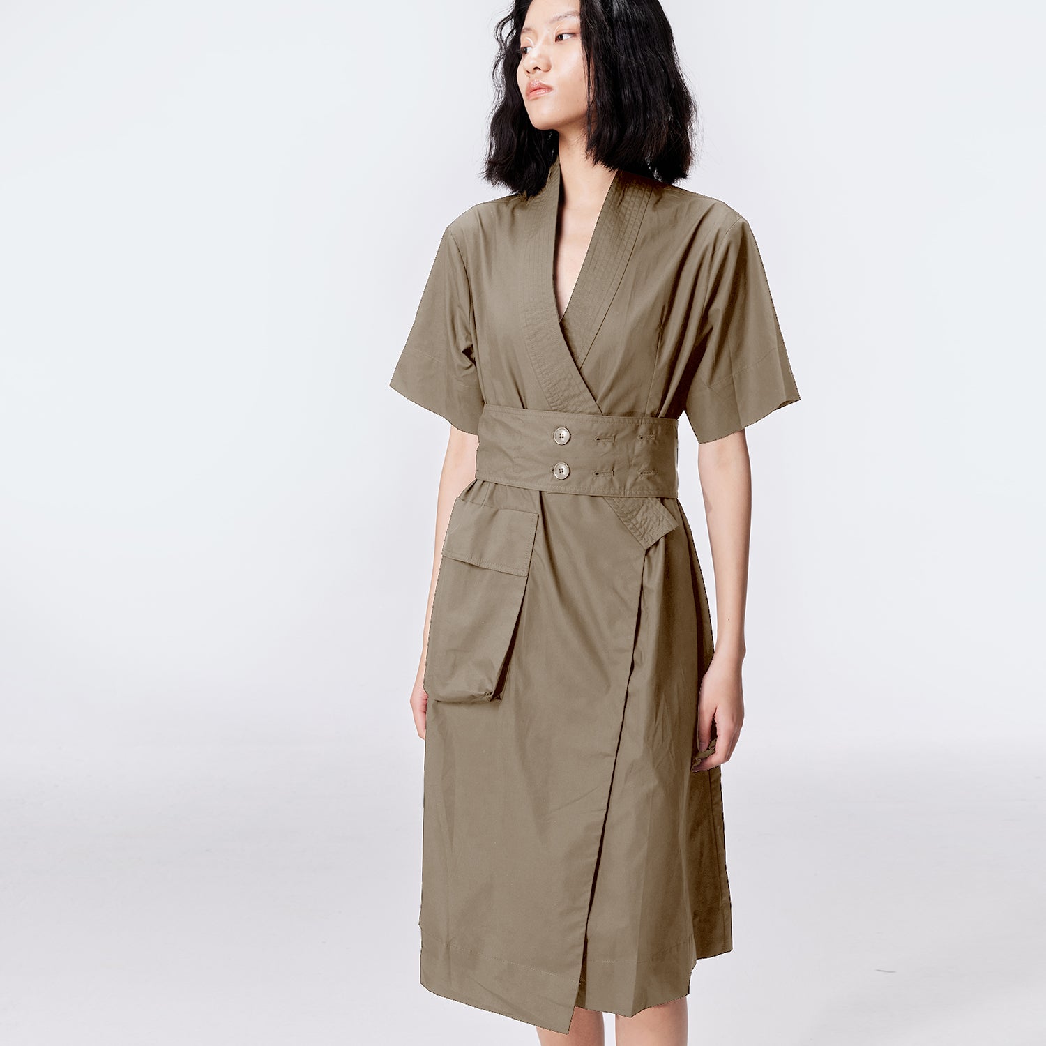 Robe portefeuille kimono en coton