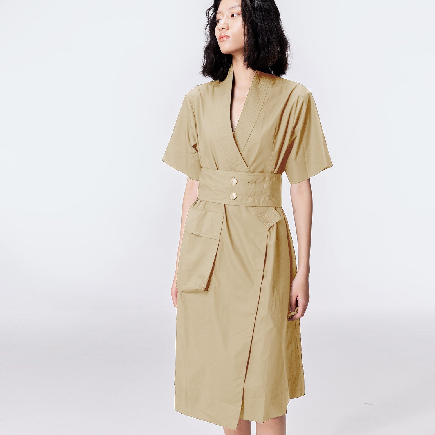 Robe portefeuille kimono en coton