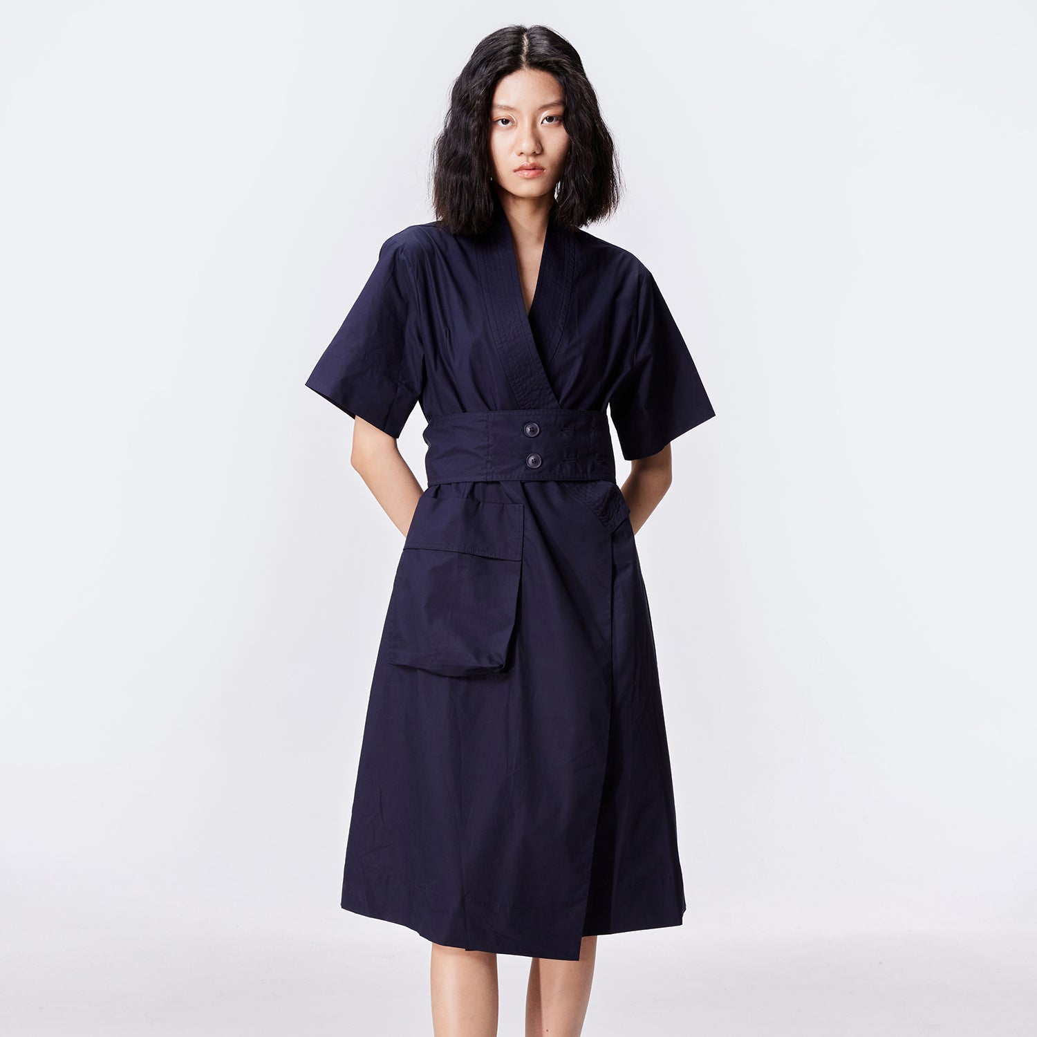 Robe portefeuille kimono en coton