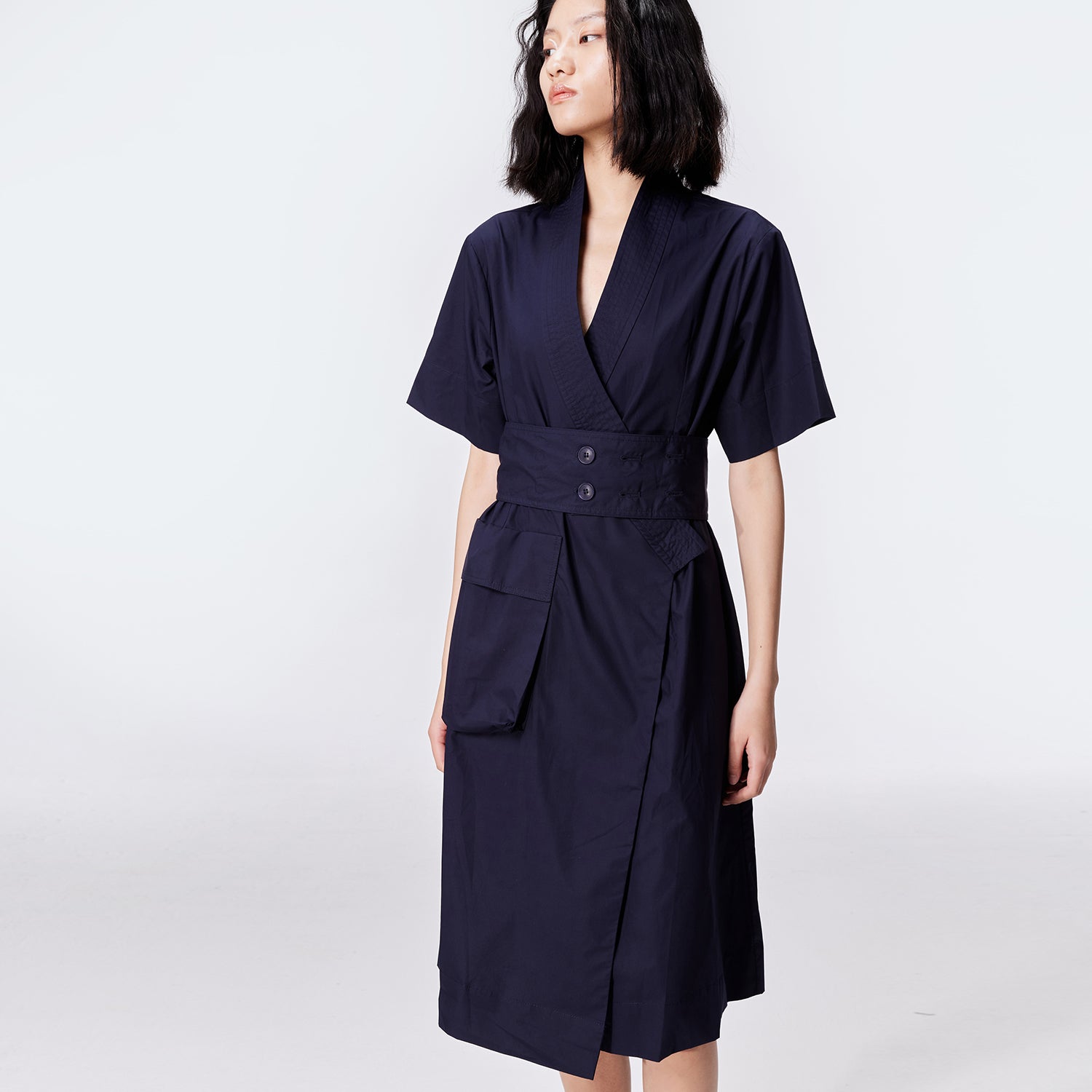 Robe portefeuille kimono en coton