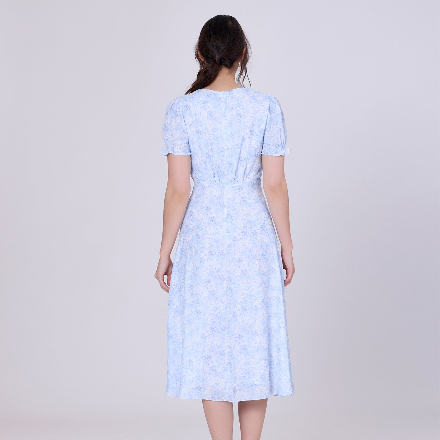 Robe midi empire à imprimé liberty