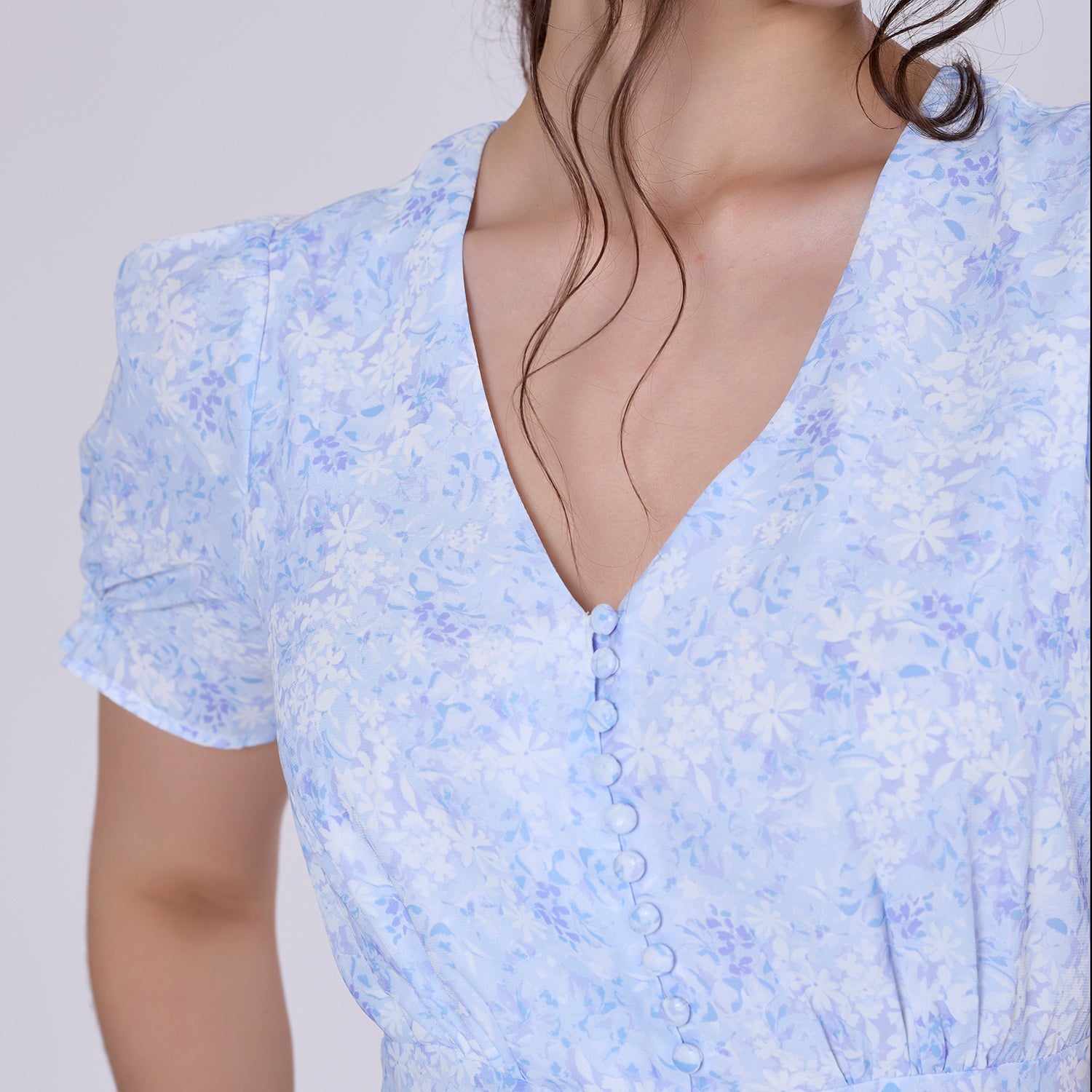 Robe midi empire à imprimé liberty