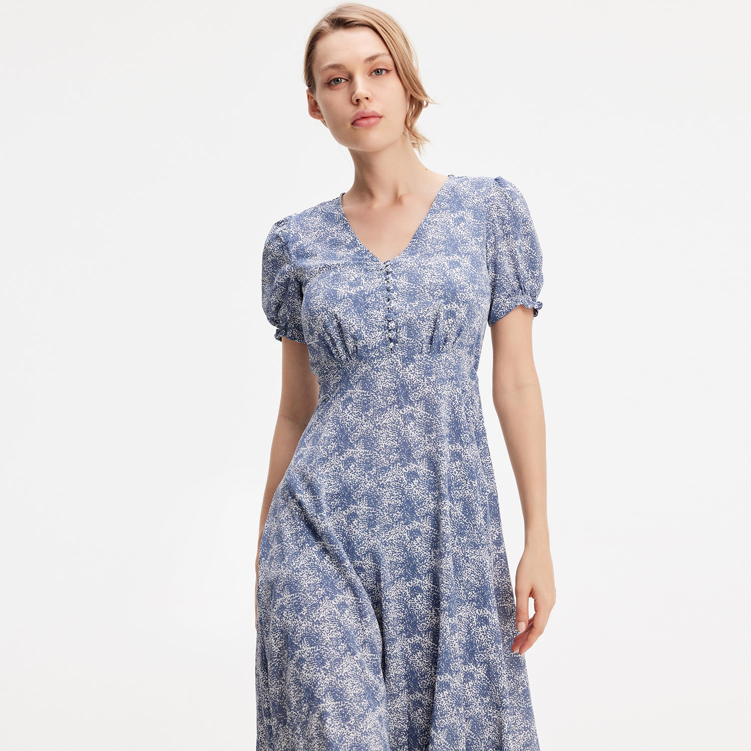 Robe empire evasée à imprimé liberty