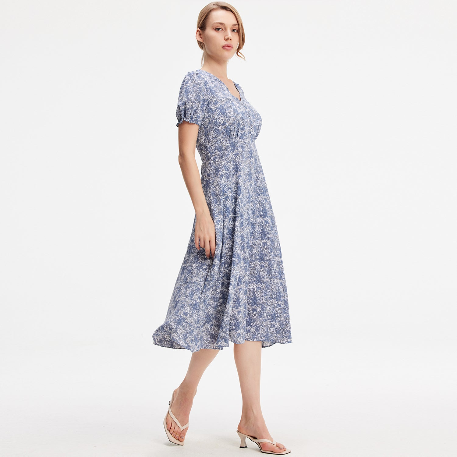 Robe empire evasée à imprimé liberty