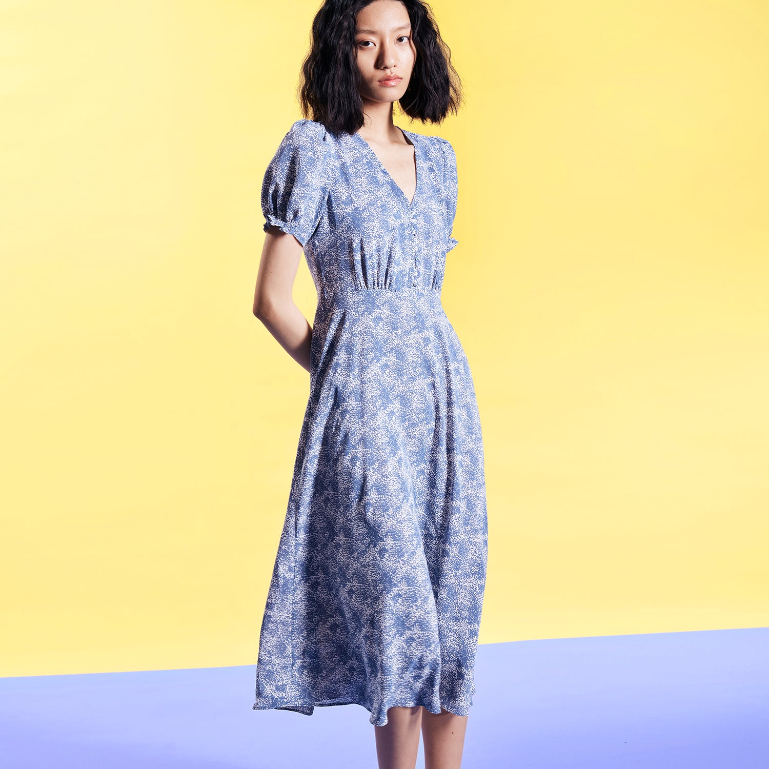 Robe empire evasée à imprimé liberty