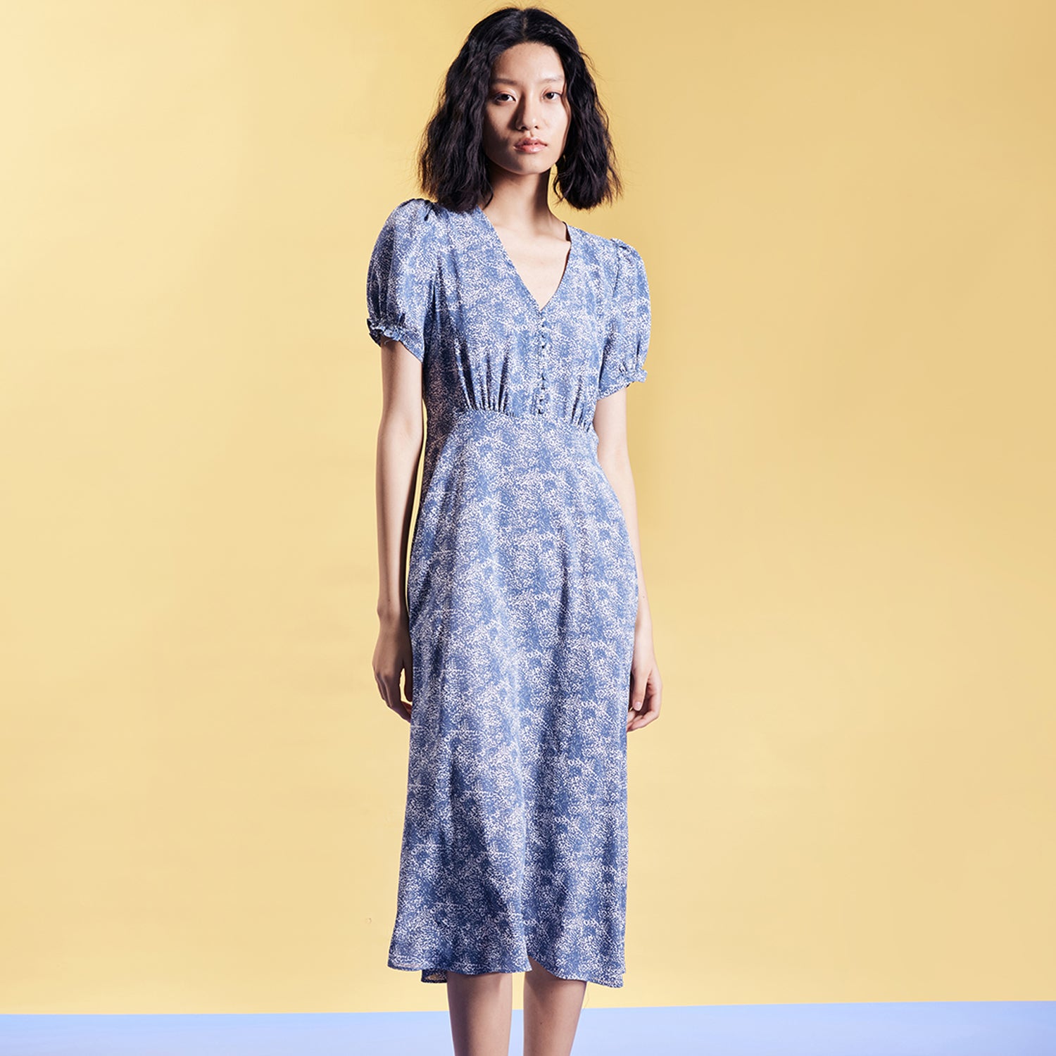 Robe empire evasée à imprimé liberty