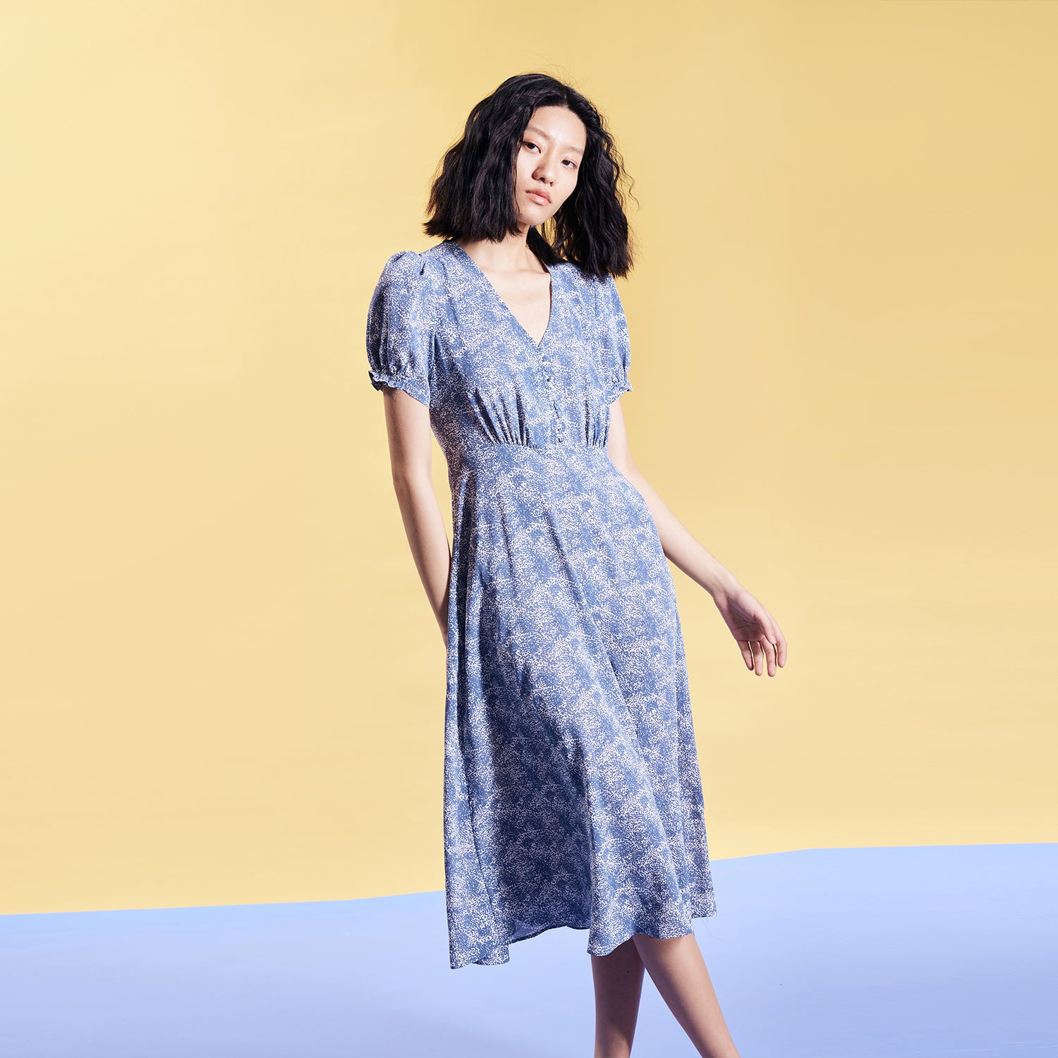 Robe empire evasée à imprimé liberty