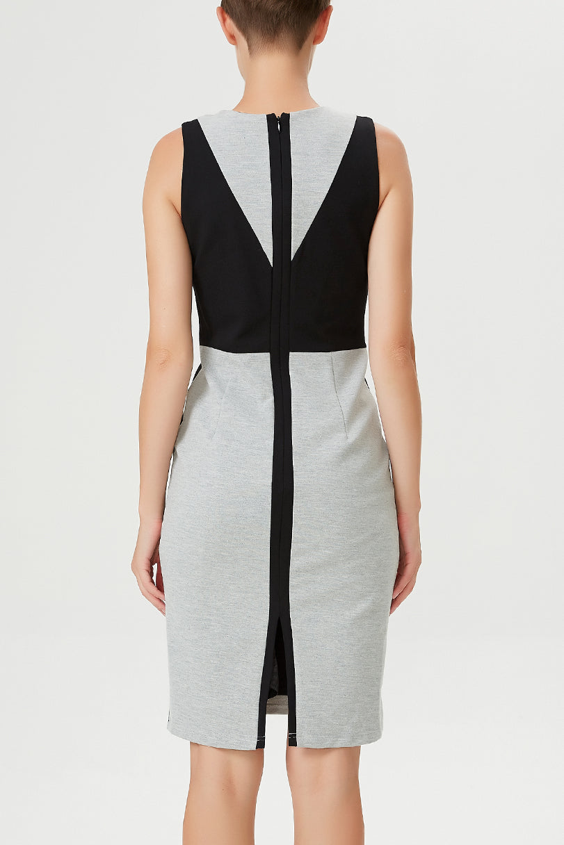 Robe courte ajustée bi-matière