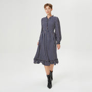 Robe-blouse à volants et imprimé géométrique rétro