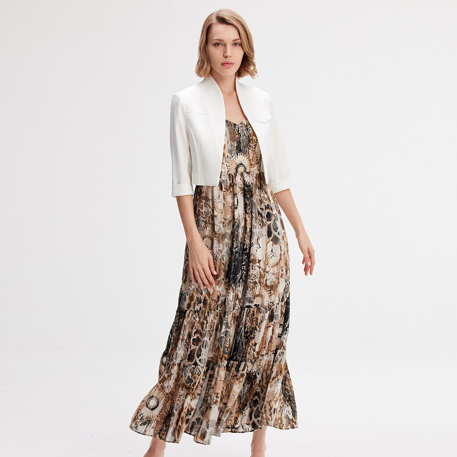 Robe bustier en mousseline imprimé fleuri abstrait