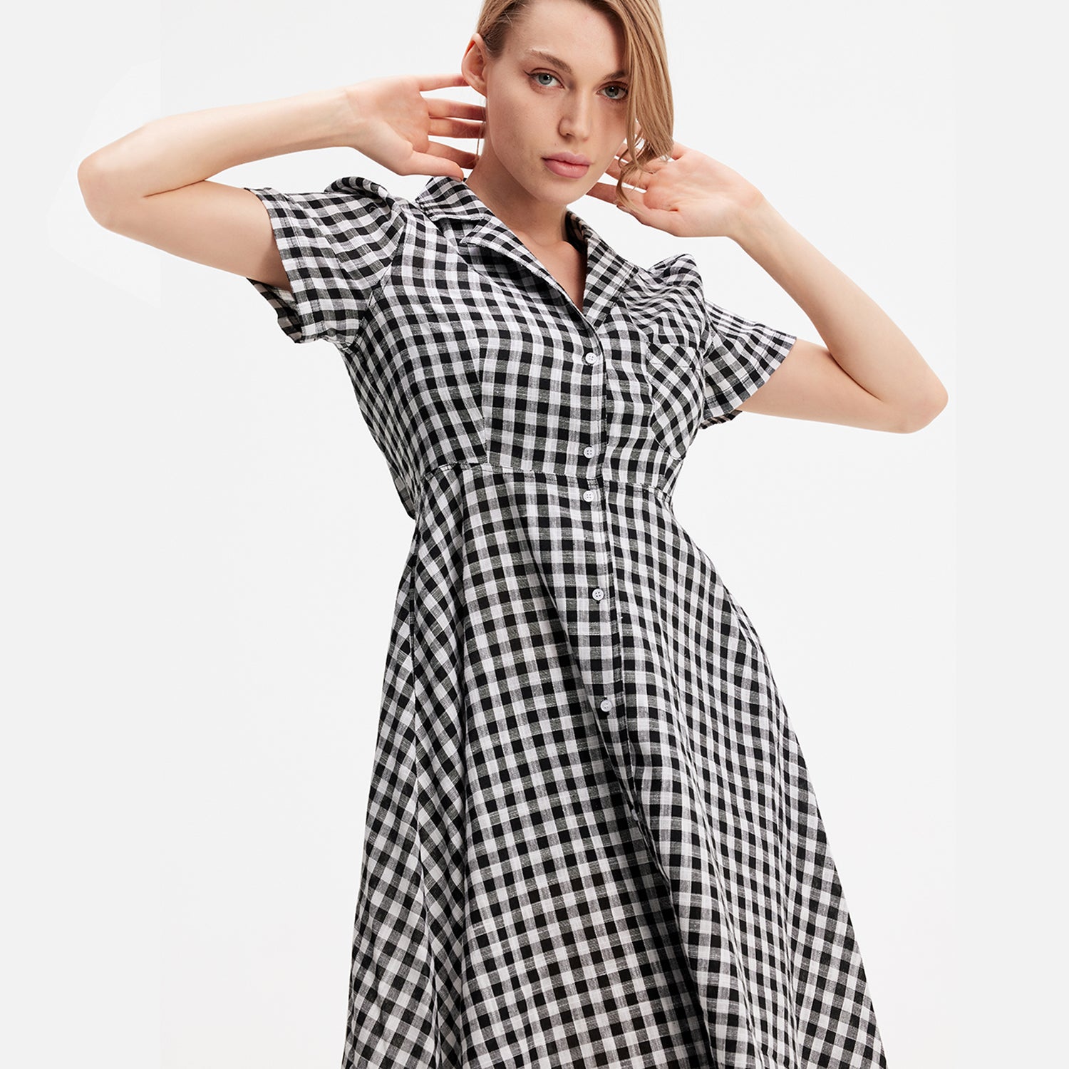 Robe chemise rétro à imprimé carreaux