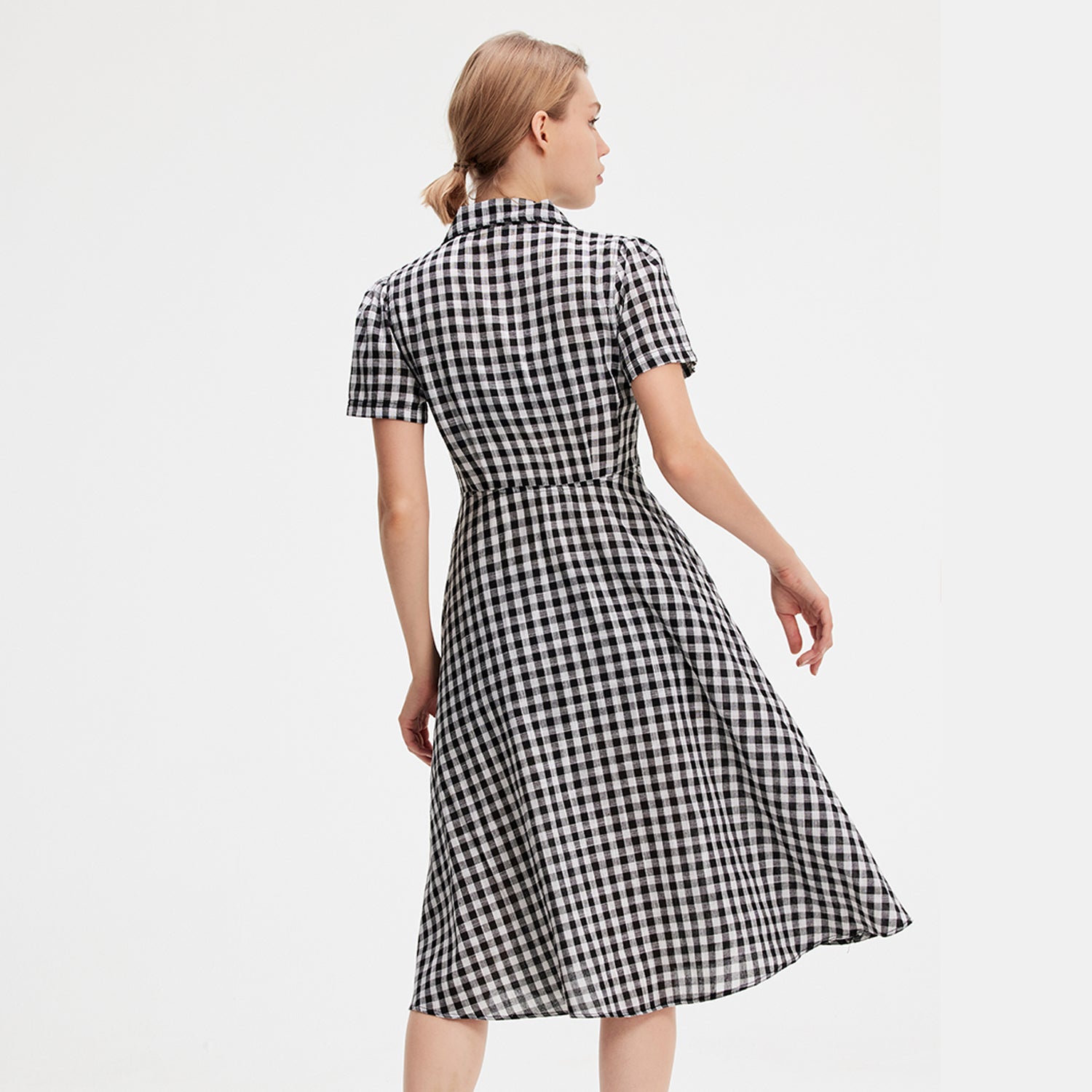 Robe chemise rétro à imprimé carreaux