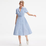 Robe chemise rétro à imprimé carreaux