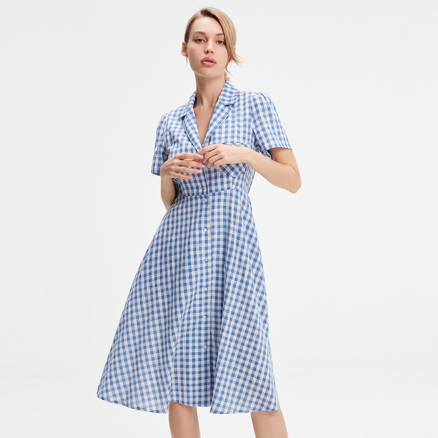 Robe chemise rétro à imprimé carreaux