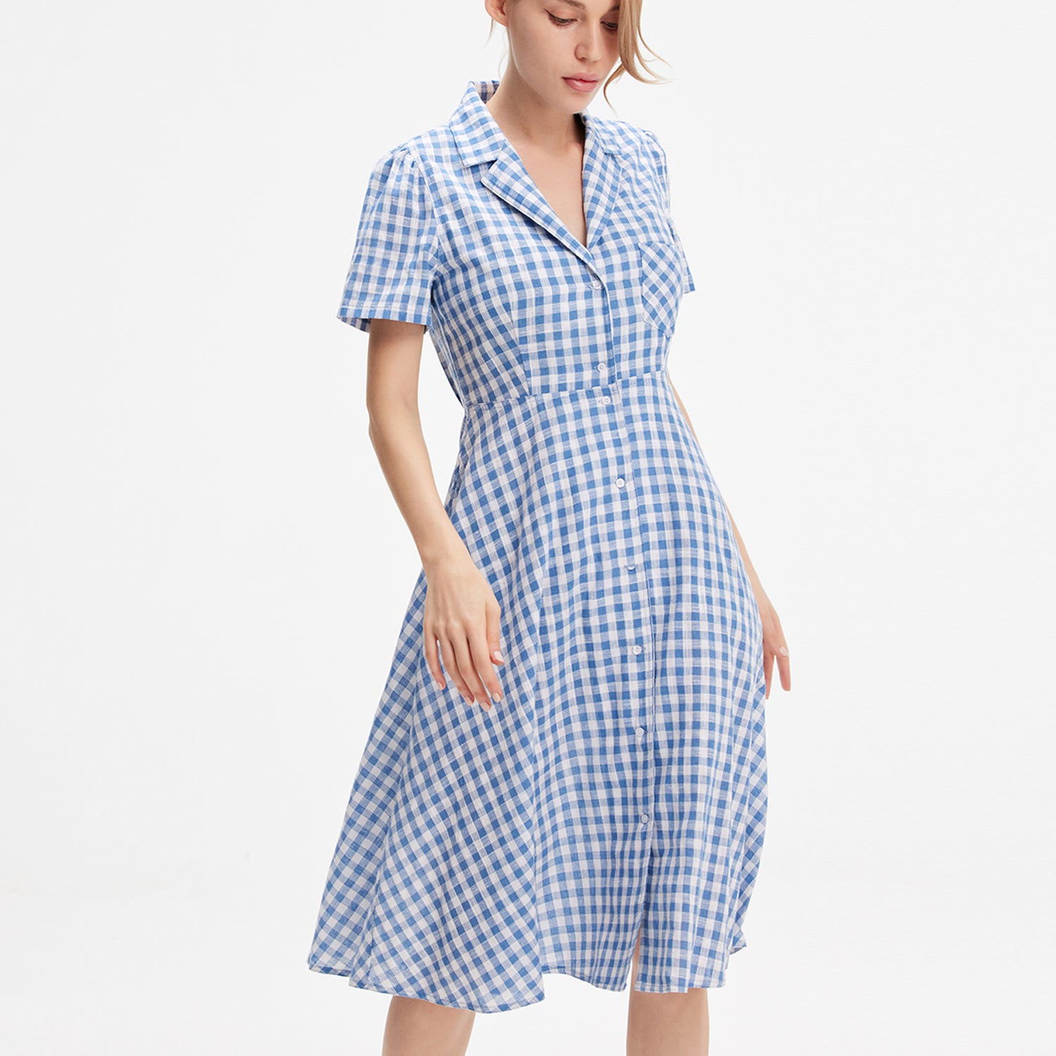 Robe chemise rétro à imprimé carreaux