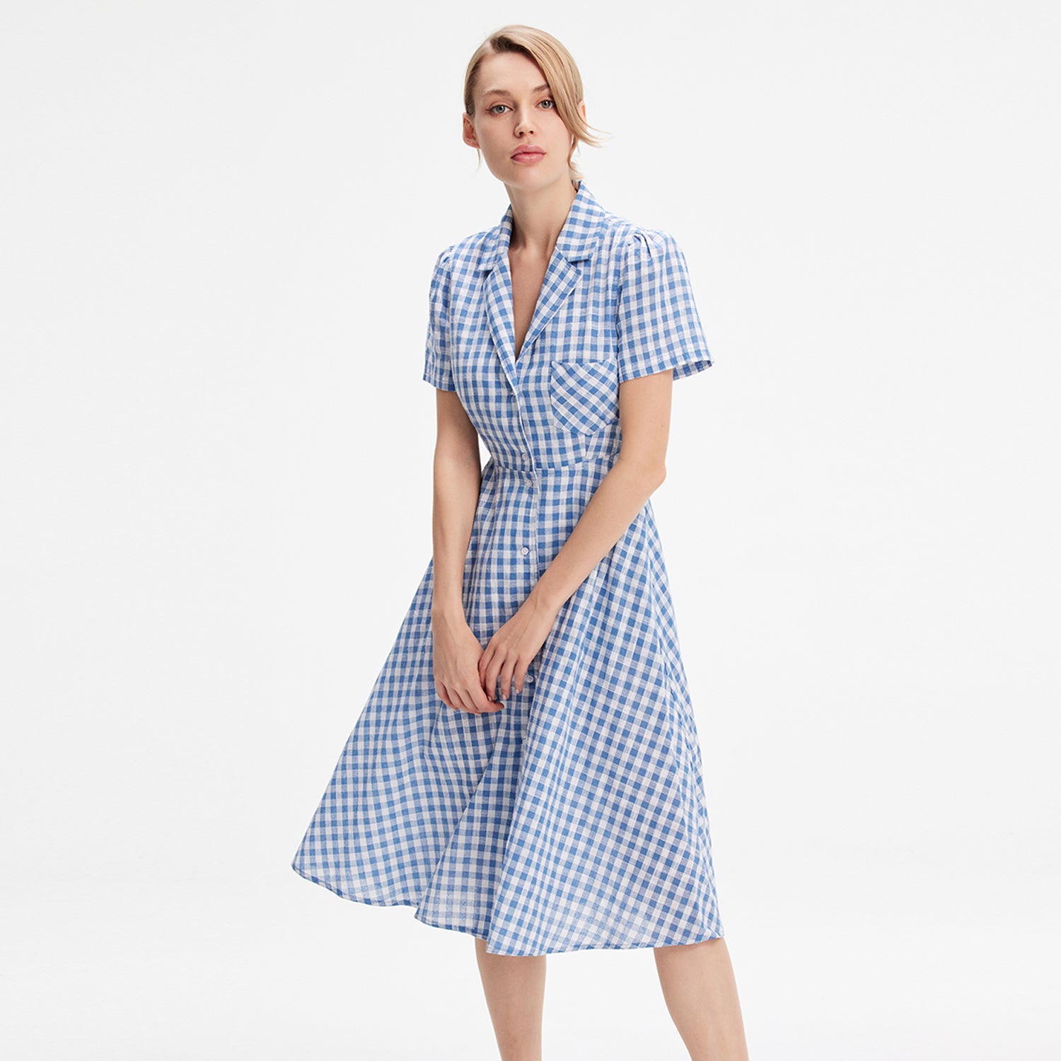 Robe chemise rétro à imprimé carreaux