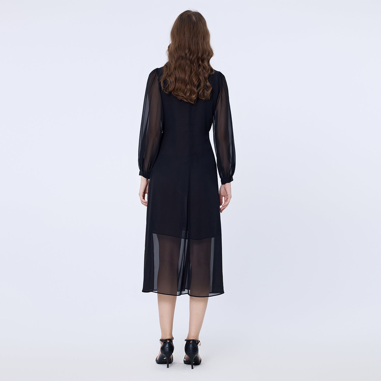 Robe longue mousseline à volants
