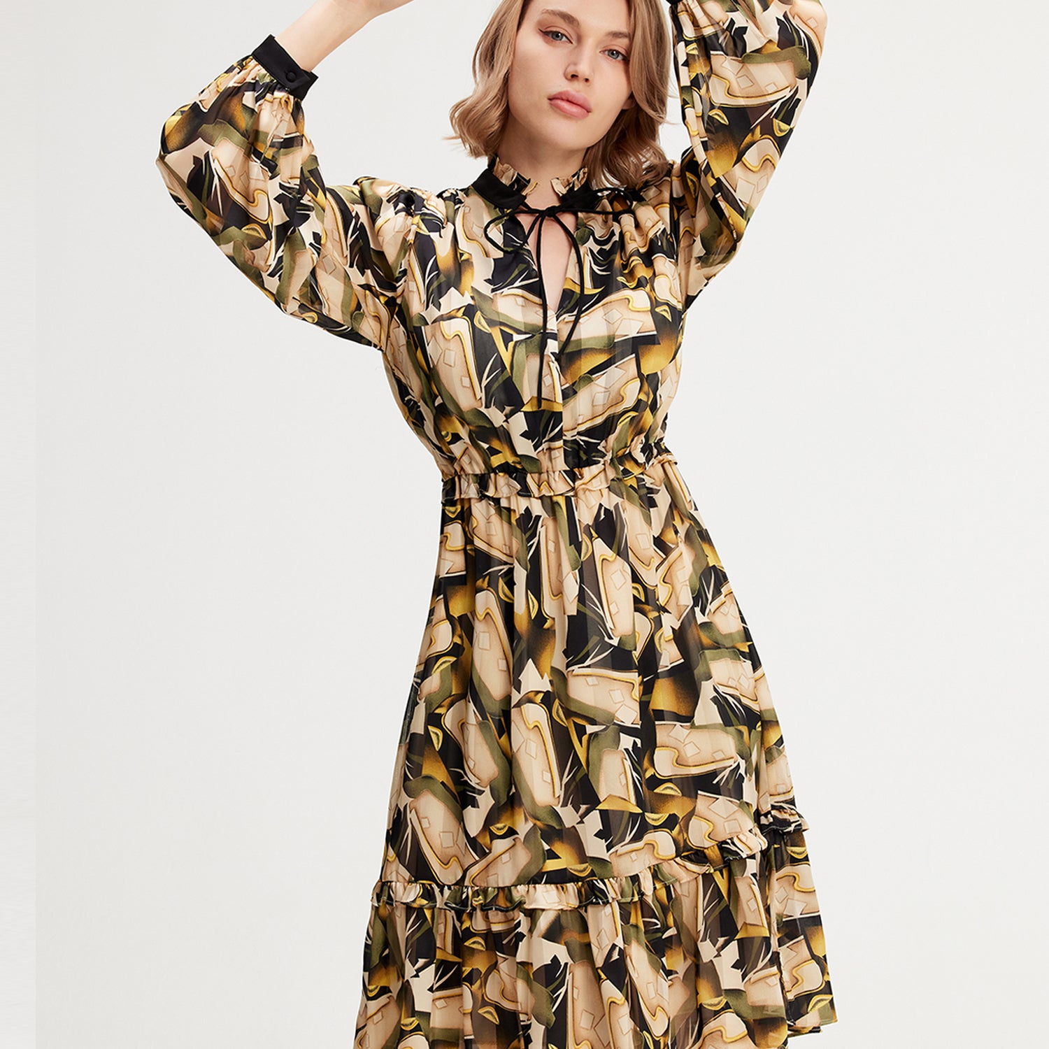 Robe tunique à imprimé graphique