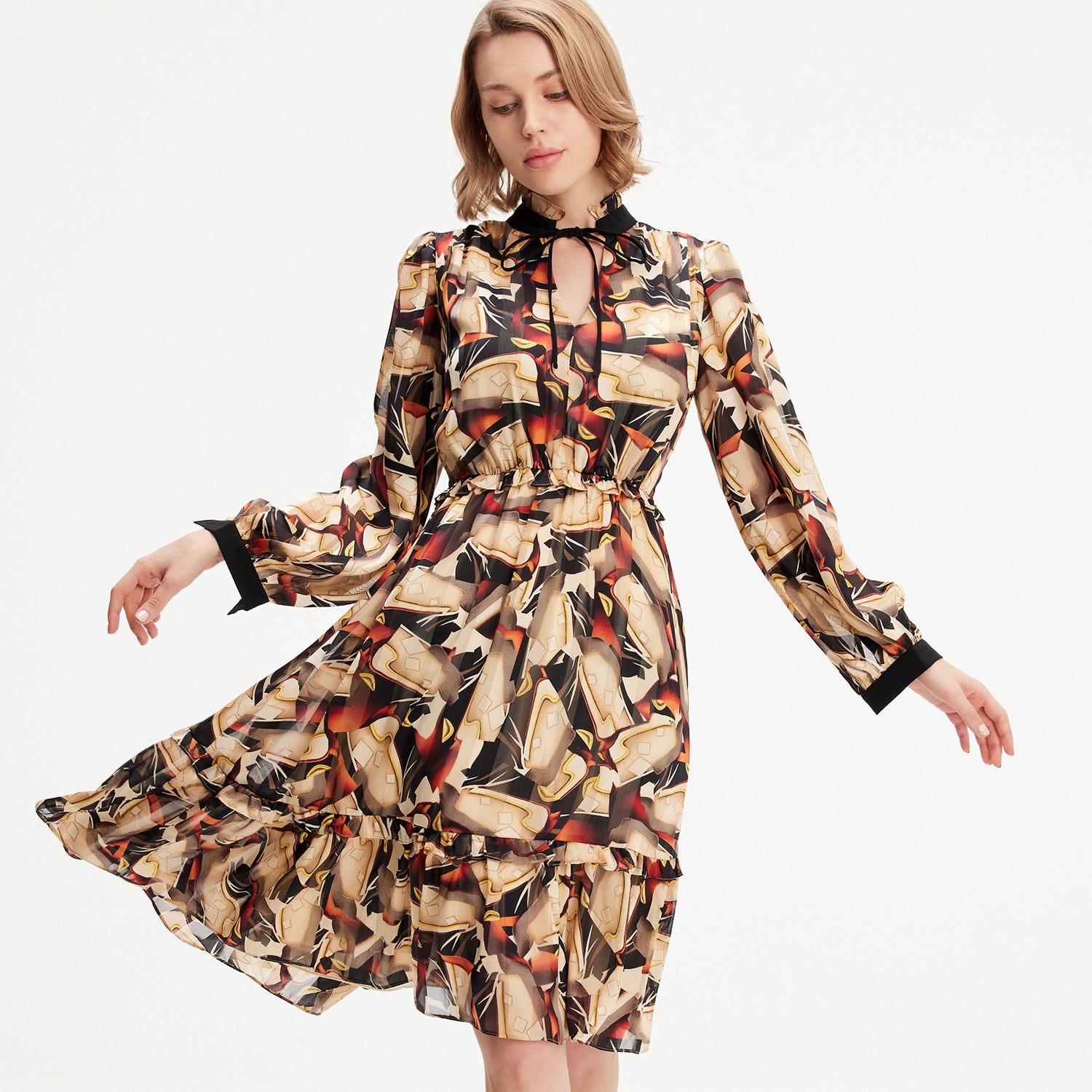 Robe tunique à imprimé graphique