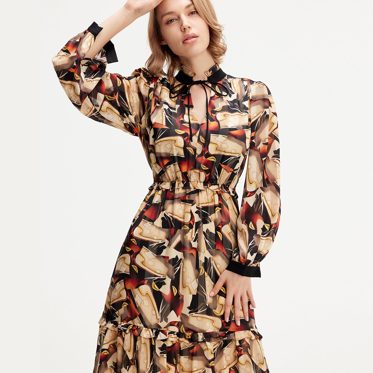 Robe tunique à imprimé graphique